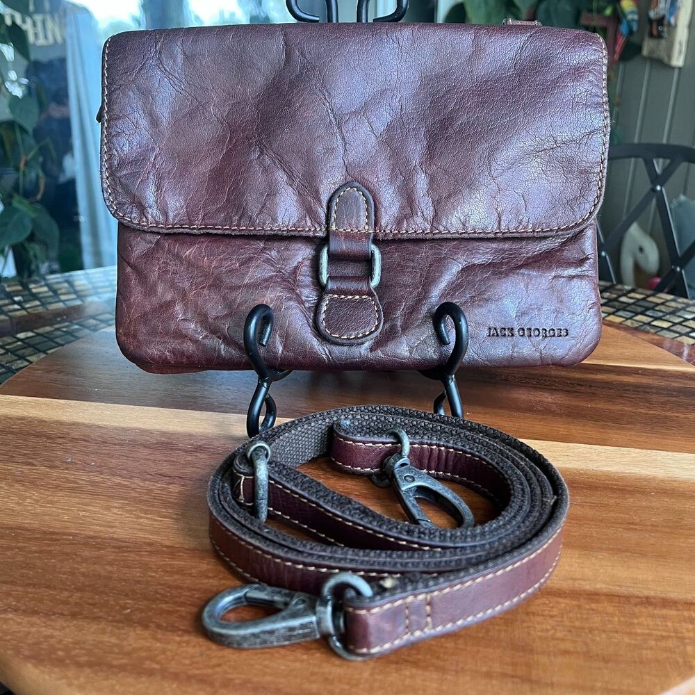 Jack Georges Buffalo Leather Voyager Mini Wallet Crossbody Bag